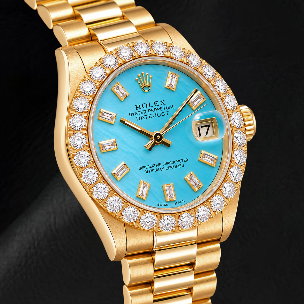 Montre Rolex Datejust 68278 31 mm Or Jaune Cadran Diamants Nacre Bleue