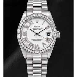 Montre Rolex Datejust 68279 31 mm en Or Blanc Cadran Diamants Blanc Chiffres Romains