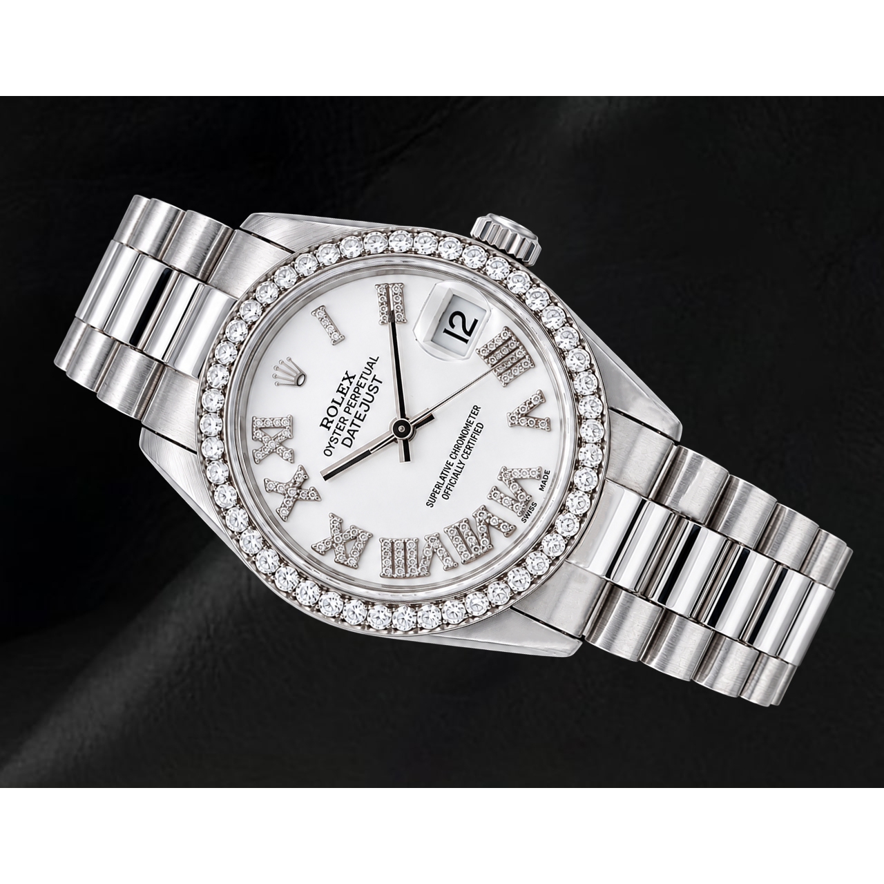 Montre Rolex Datejust 68279 31 mm en Or Blanc Cadran Diamants Blanc Chiffres Romains