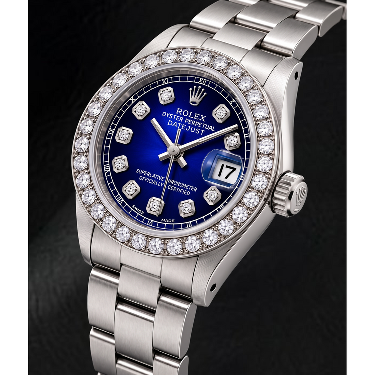 Montre Rolex Datejust 6916 26 mm Cadran Diamants Bleu en Acier Inoxydable