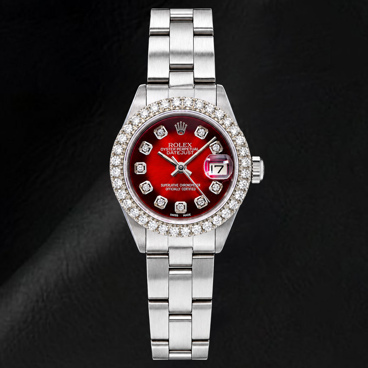 Montre Rolex Datejust 6916 26 mm en Acier Inoxydable avec Cadran Diamants Rouge