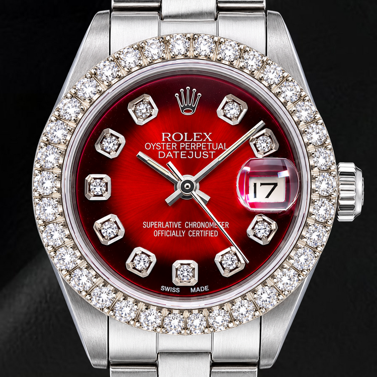 Montre Rolex Datejust 6916 26 mm en Acier Inoxydable avec Cadran Diamants Rouge