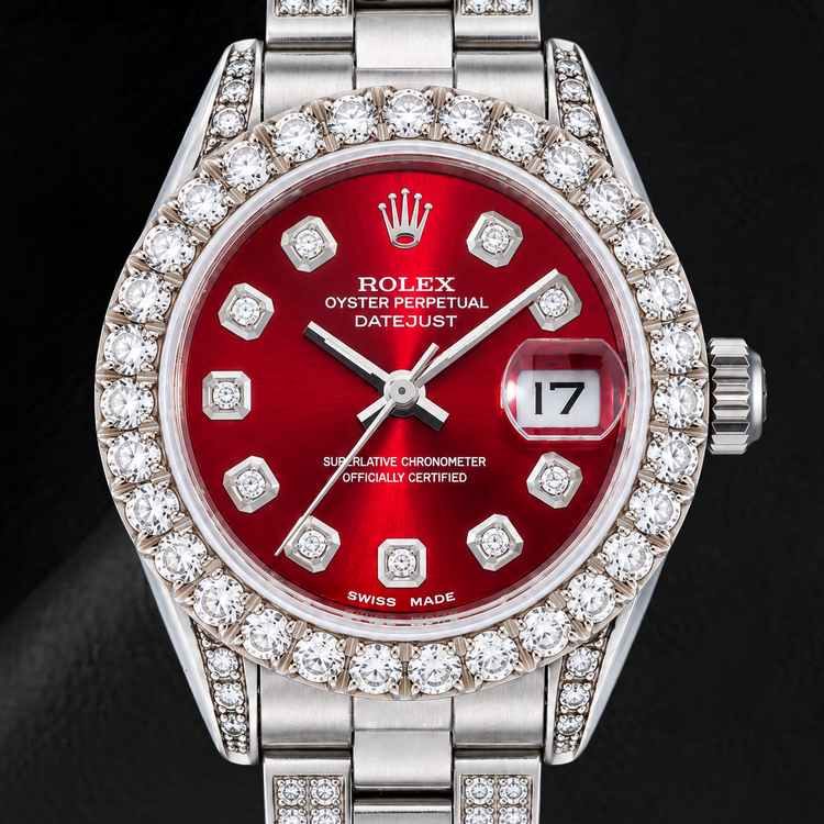 Montre Rolex Datejust 6916 26 mm en Acier Inoxydable Cadran Diamants Rouge