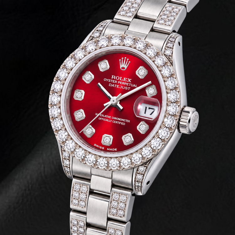 Montre Rolex Datejust 6916 26 mm en Acier Inoxydable Cadran Diamants Rouge