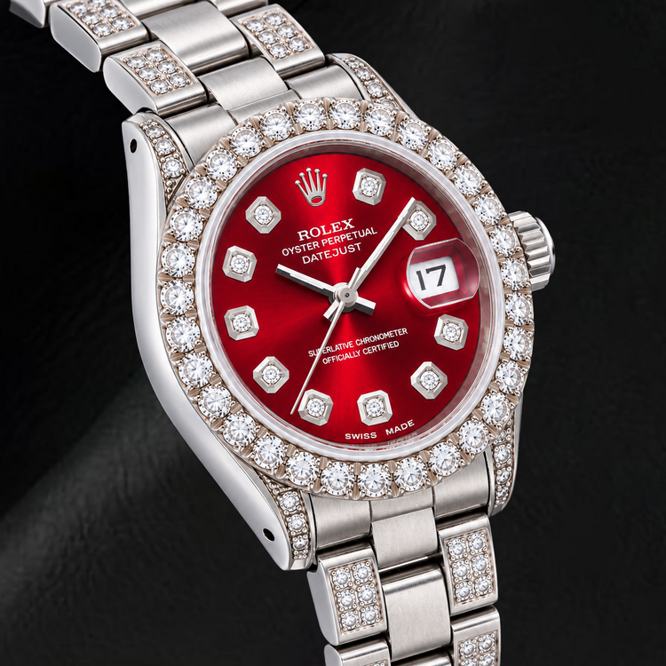 Montre Rolex Datejust 6916 26 mm en Acier Inoxydable Cadran Diamants Rouge