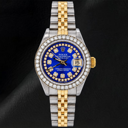 Montre Rolex Datejust 6917 26 mm Bicolore Cadran Diamants Bleu en Rivière Bracelet Jubilé