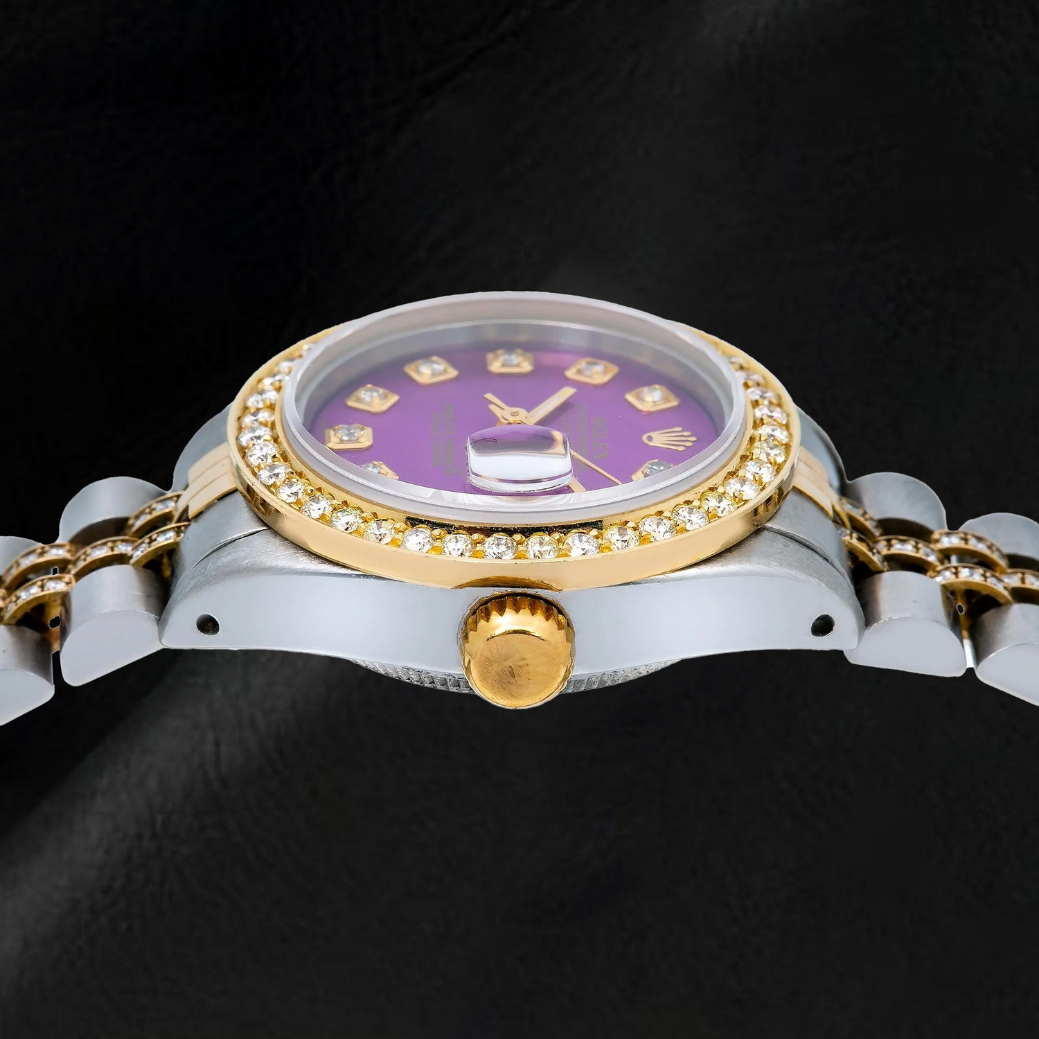 Montre Rolex Datejust 6917 26 mm Bicolore Cadran Diamants Violet Bracelet Jubilé Semi-Diamants