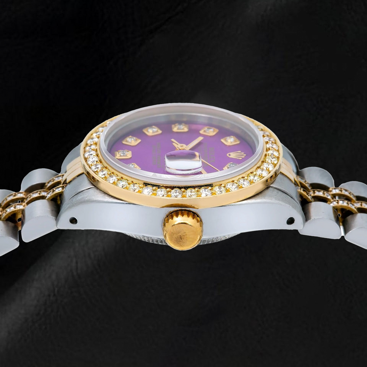 Montre Rolex Datejust 6917 26 mm Bicolore Cadran Diamants Violet Bracelet Jubilé Semi-Diamants