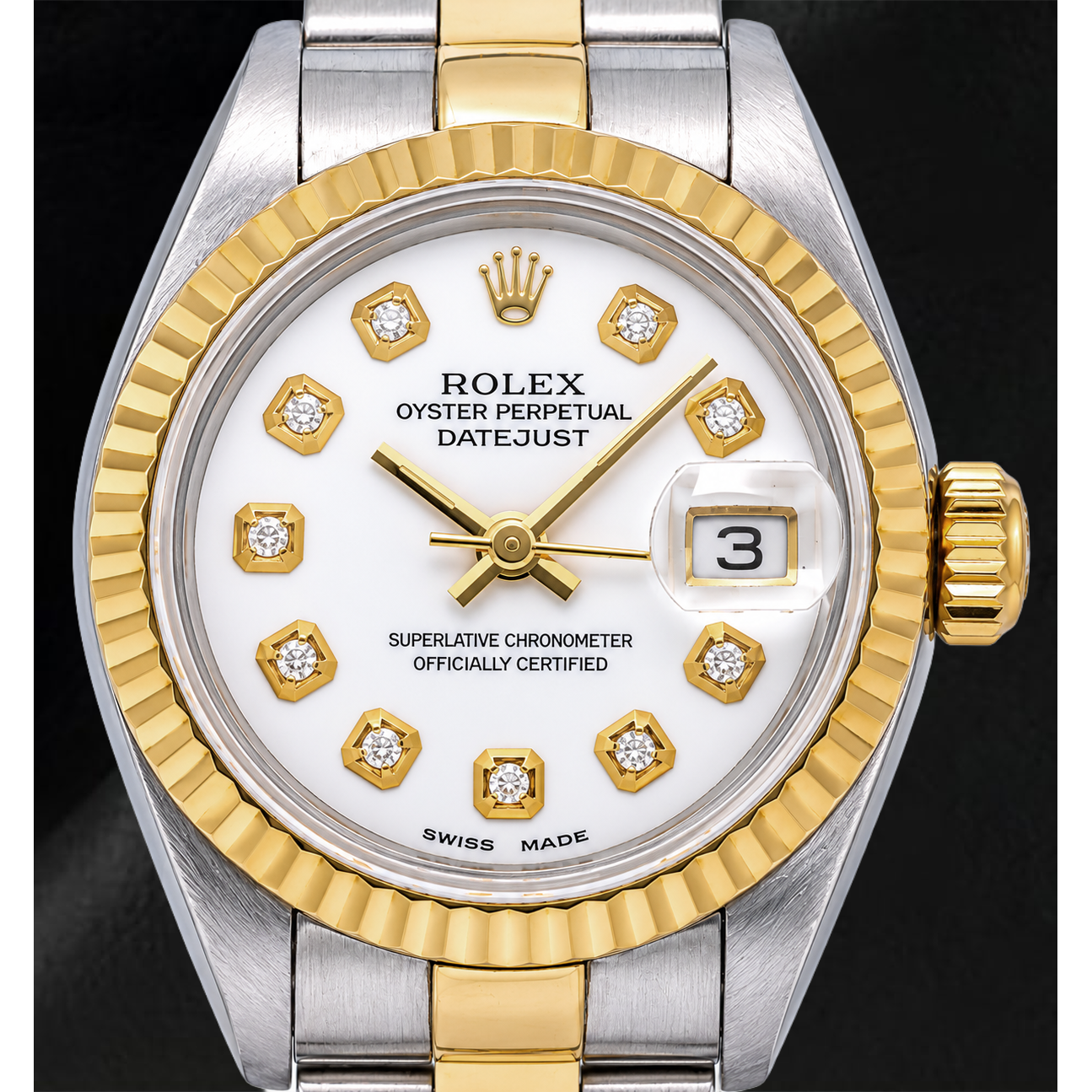 Montre Rolex Datejust 6917 26 mm Cadran Diamants Blanc Bicolore Bracelet Oyster