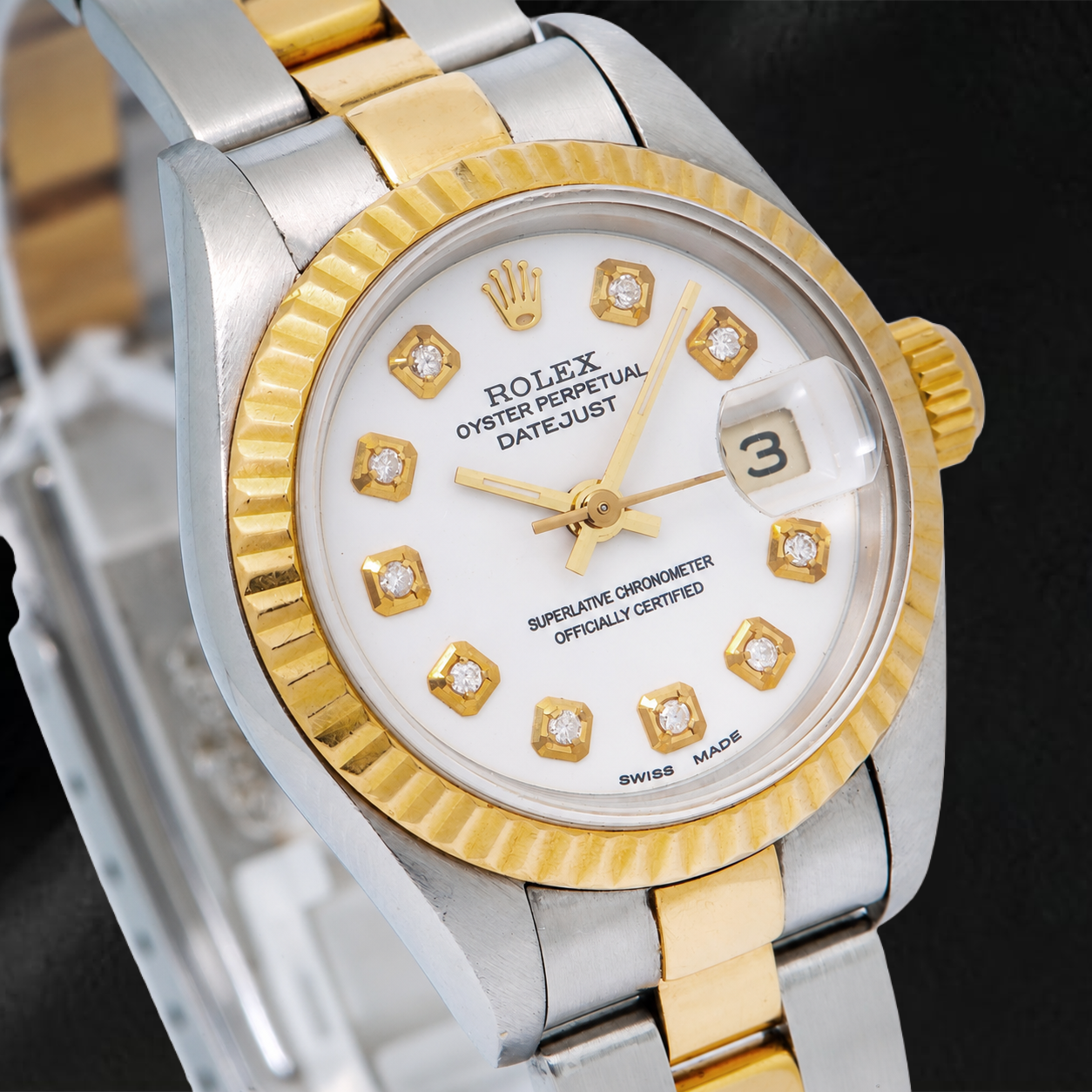 Montre Rolex Datejust 6917 26 mm Cadran Diamants Blanc Bicolore Bracelet Oyster