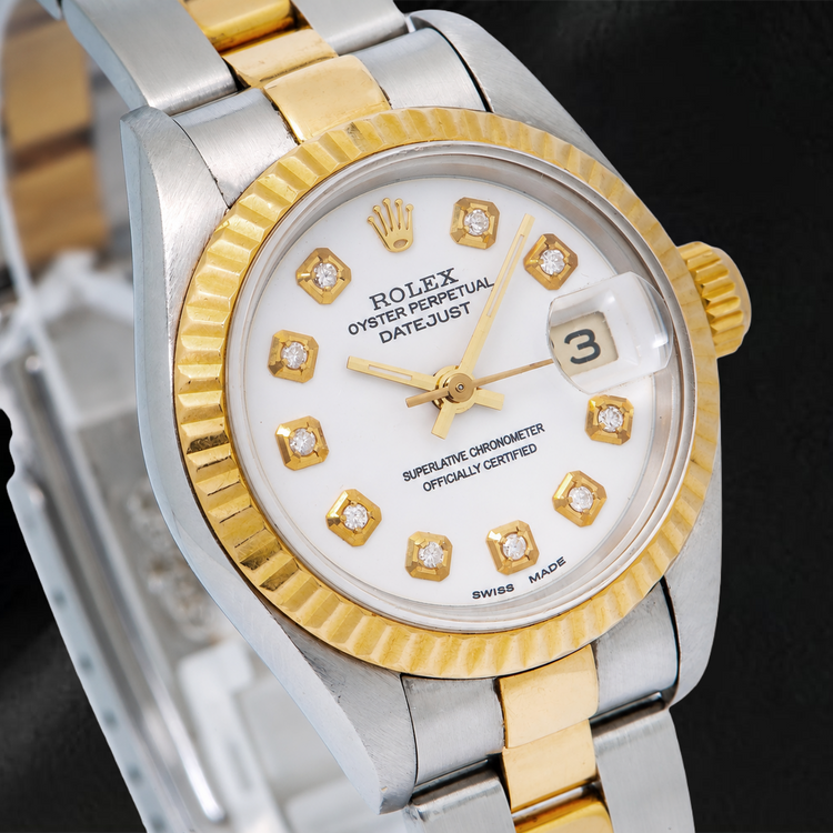 Montre Rolex Datejust 6917 26 mm Cadran Diamants Blanc Bicolore Bracelet Oyster