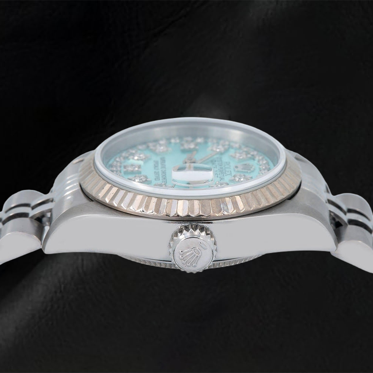 Montre Rolex Datejust 6917 26 mm Cadran Diamants Bleu Glacier en Ligne Acier Inoxydable Bracelet Jubilé