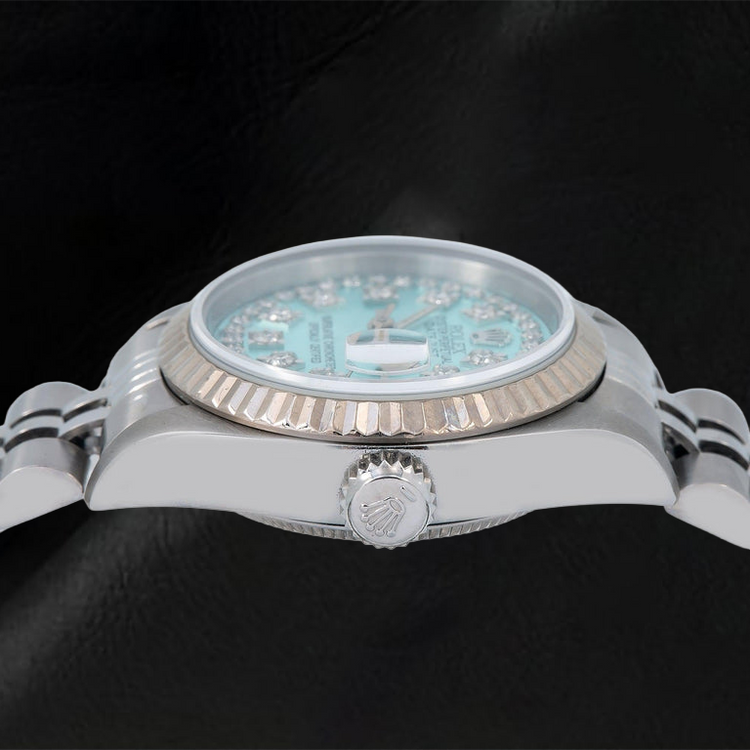 Montre Rolex Datejust 6917 26 mm Cadran Diamants Bleu Glacier en Ligne Acier Inoxydable Bracelet Jubilé