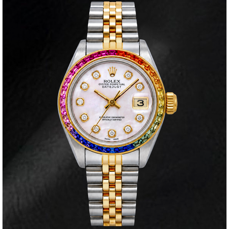 Montre Rolex Datejust 6917 26 mm Cadran Diamants en Nacre Rose Bicolore Bracelet Jubilé