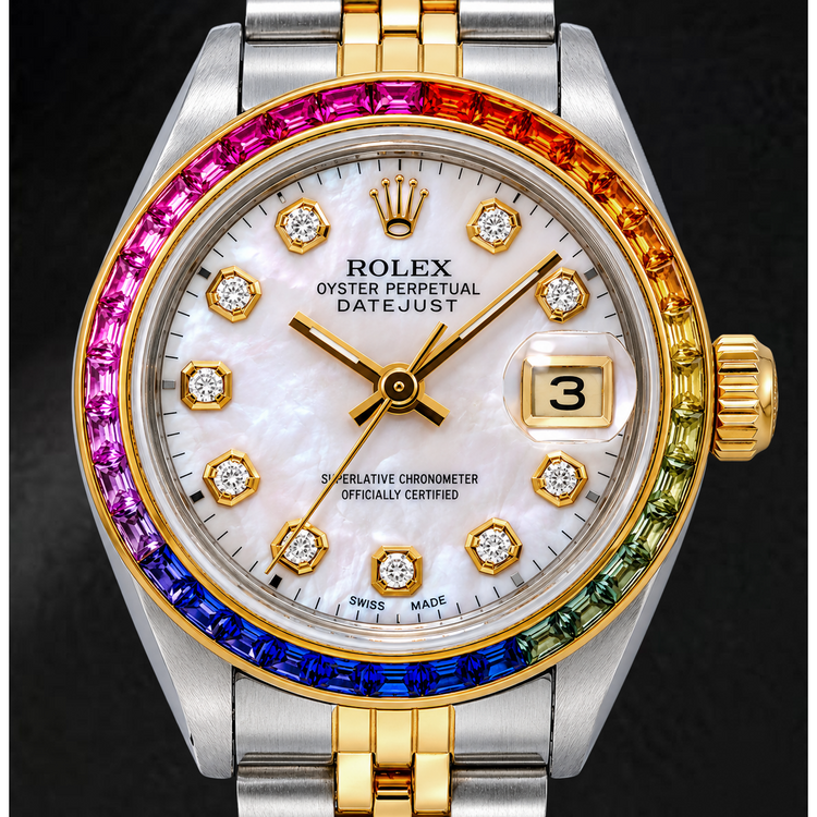 Montre Rolex Datejust 6917 26 mm Cadran Diamants en Nacre Rose Bicolore Bracelet Jubilé