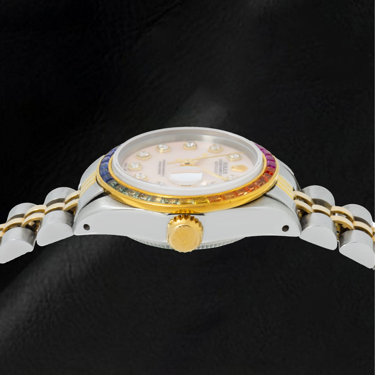 Montre Rolex Datejust 6917 26 mm Cadran Diamants en Nacre Rose Bicolore Bracelet Jubilé