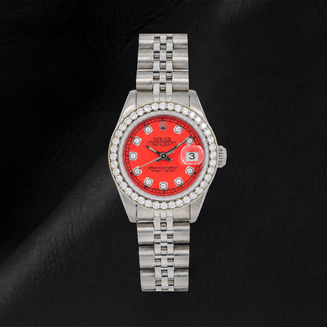 Montre Rolex Datejust 6917 26 mm Cadran Diamants Rouge Bracelet Jubilé en Acier Inoxydable