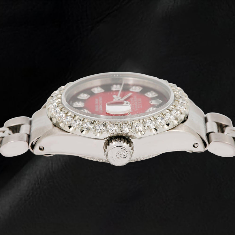 Montre Rolex Datejust 6917 26 mm Cadran Diamants Rouge Bracelet Jubilé en Acier Inoxydable