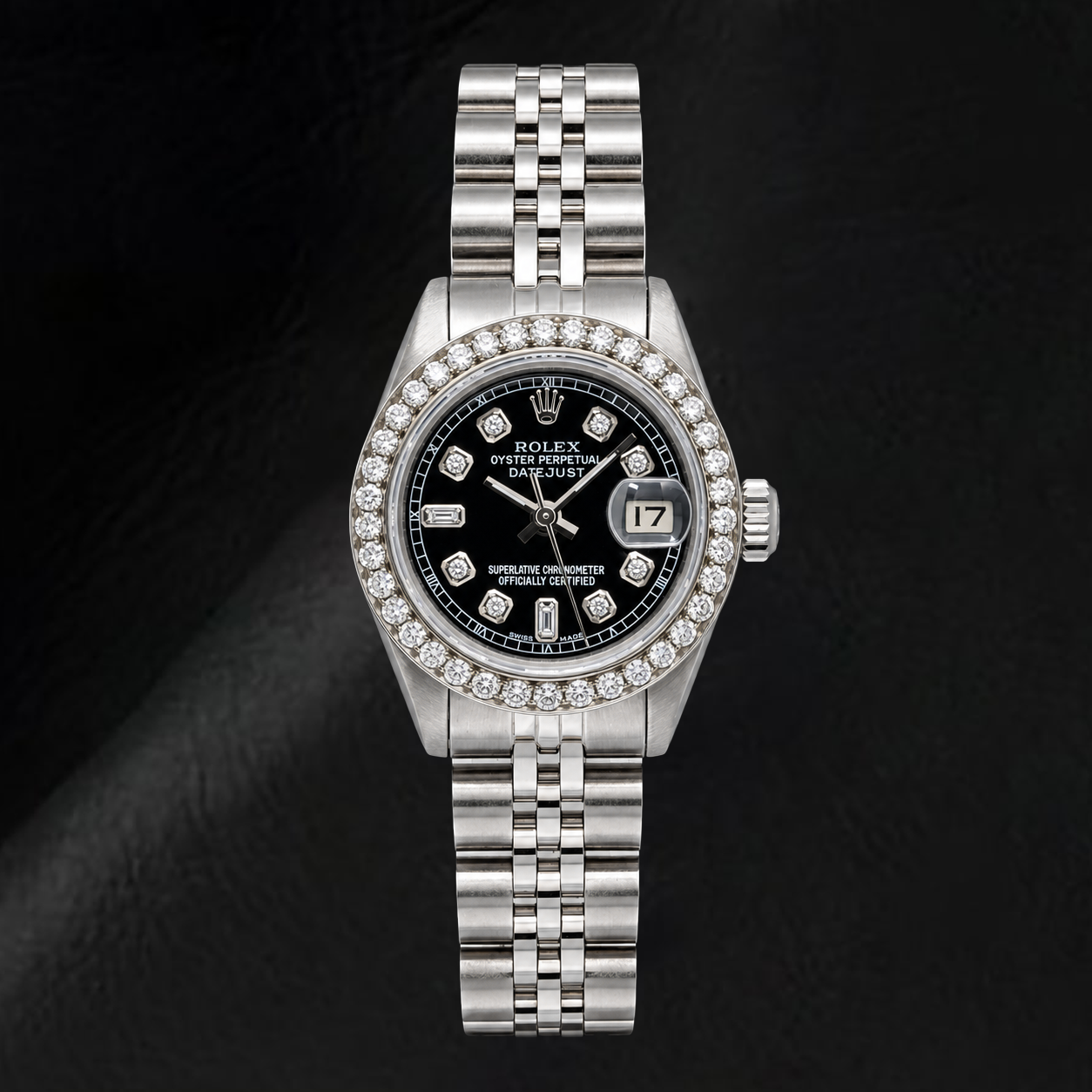 Montre Rolex Datejust 6917 26 mm en Acier Inoxydable Cadran Diamants Noir