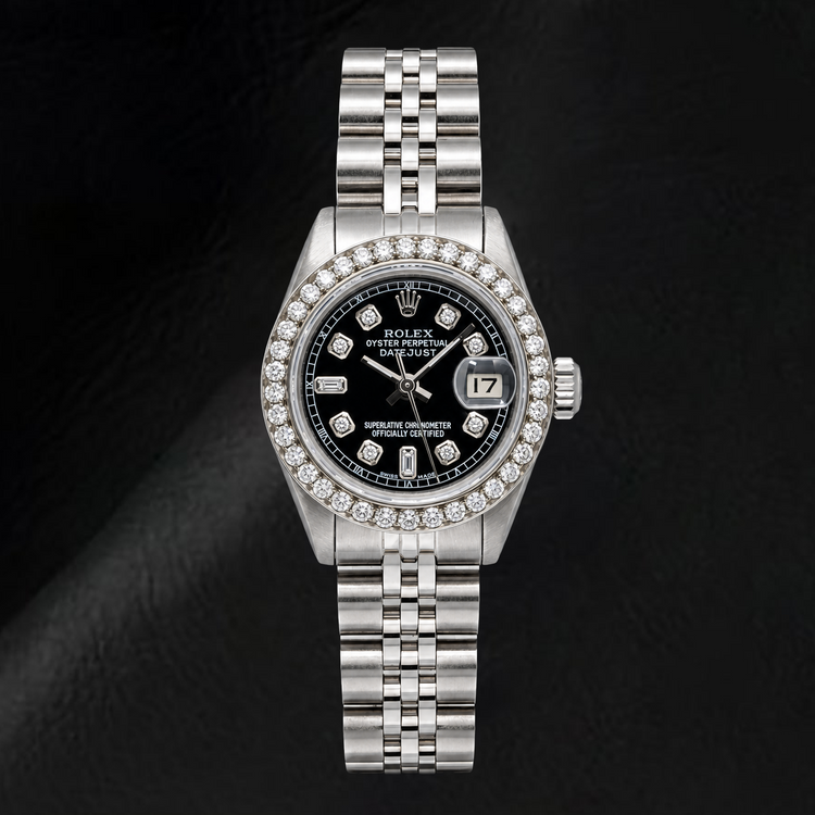 Montre Rolex Datejust 6917 26 mm en Acier Inoxydable Cadran Diamants Noir