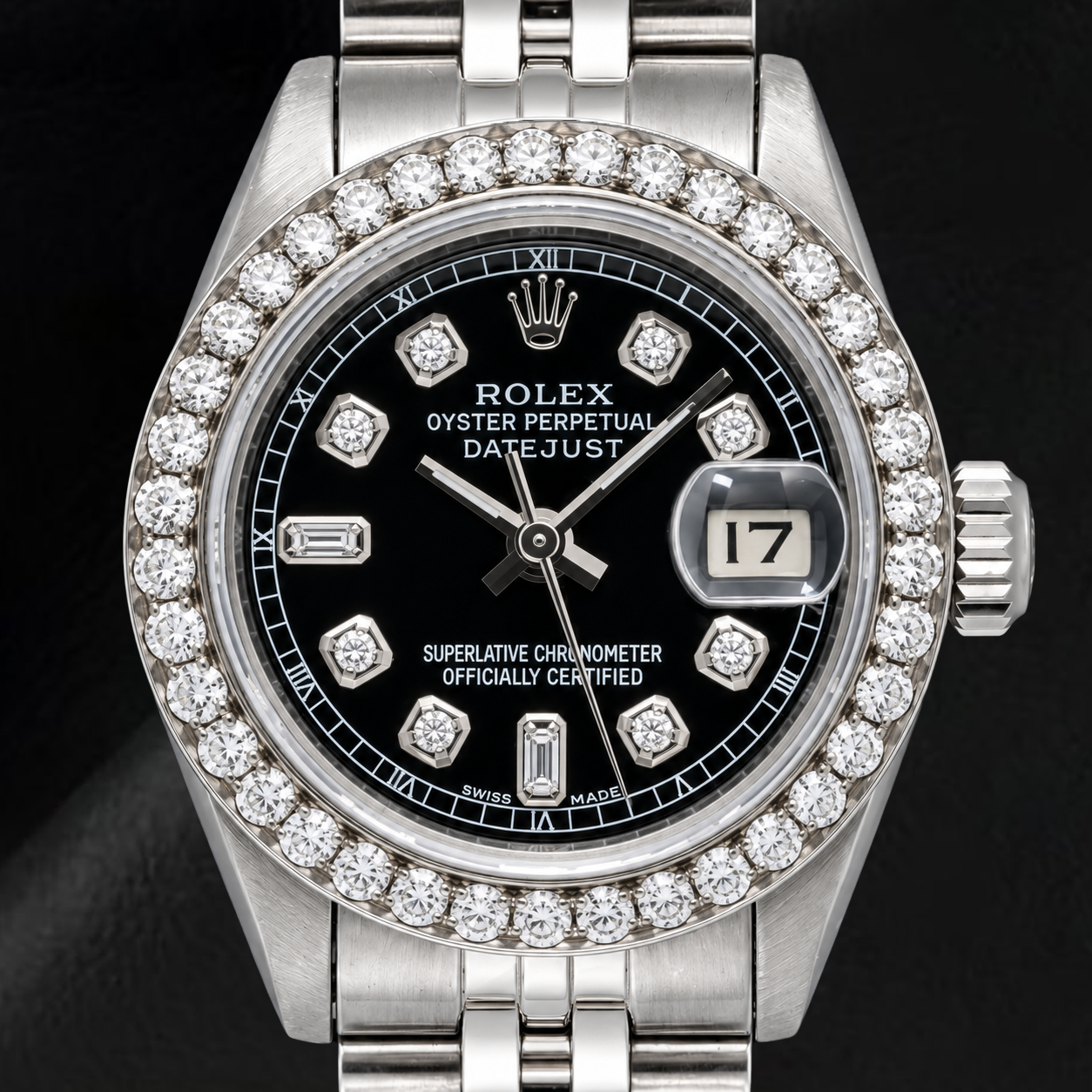 Montre Rolex Datejust 6917 26 mm en Acier Inoxydable Cadran Diamants Noir