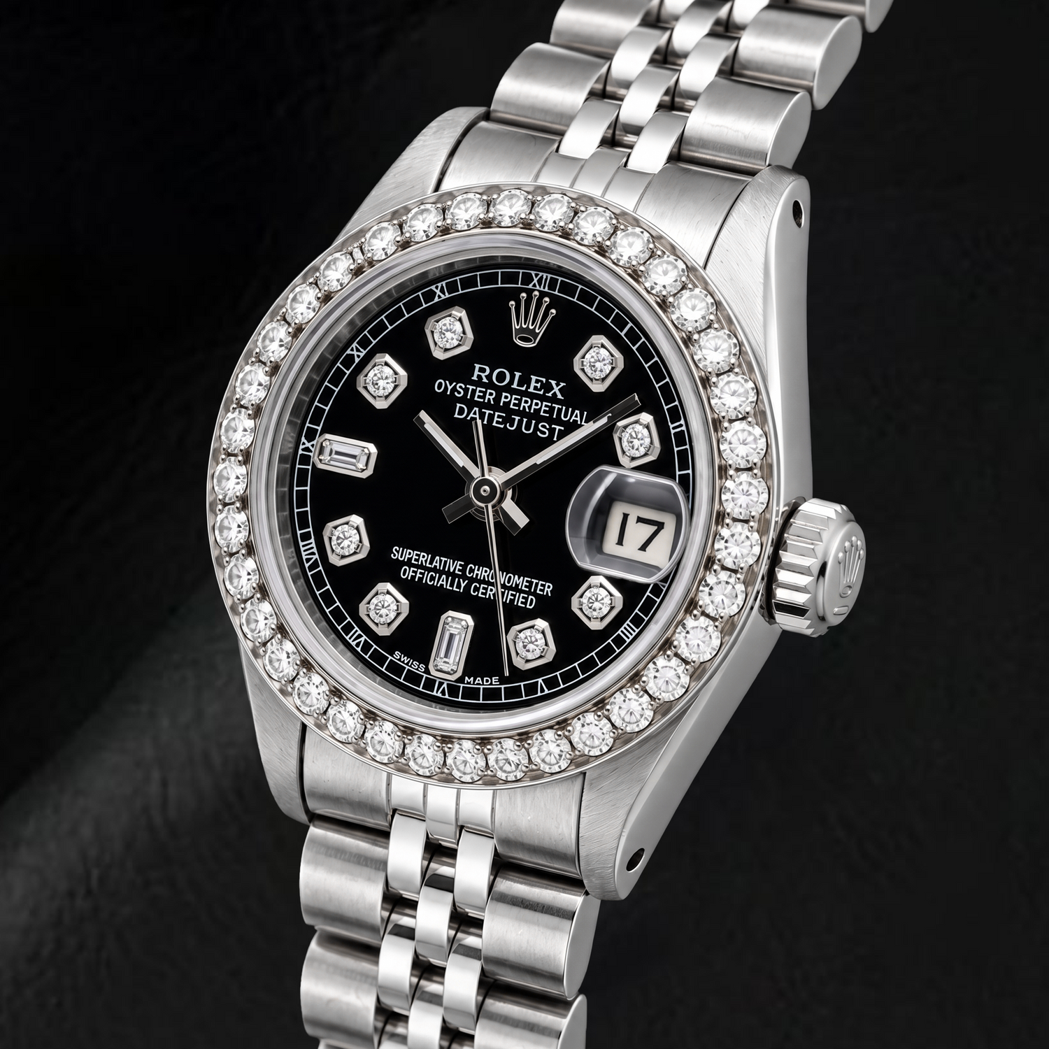 Montre Rolex Datejust 6917 26 mm en Acier Inoxydable Cadran Diamants Noir