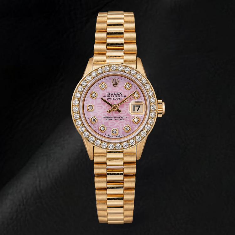 Montre Rolex Datejust 6917 26 mm en Or Jaune Cadran Diamants Jubilé Rose