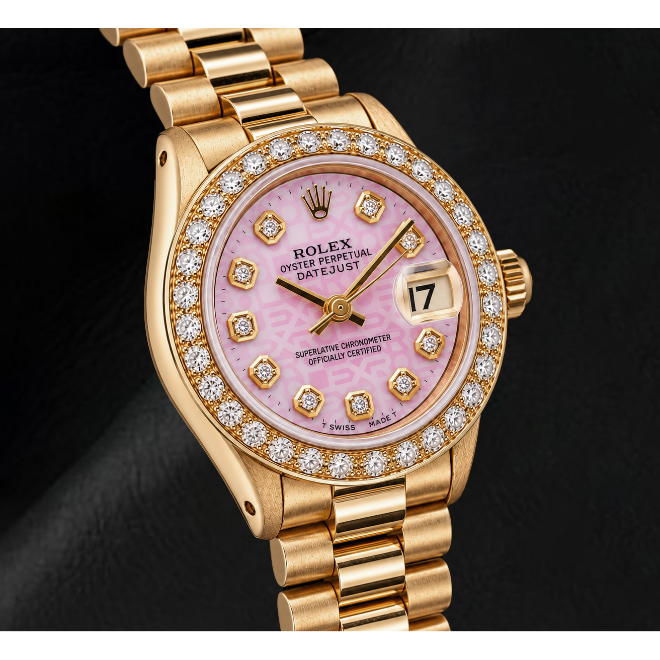 Montre Rolex Datejust 6917 26 mm en Or Jaune Cadran Diamants Jubilé Rose