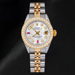 Montre Rolex Datejust 69173 26 mm Bicolore Cadran Diamants Nacre Blanche