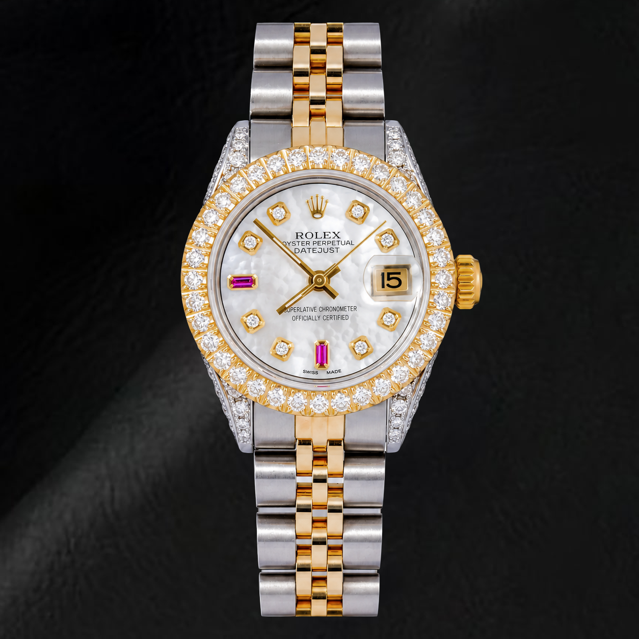 Montre Rolex Datejust 69173 26 mm Bicolore Cadran Diamants Nacre Blanche