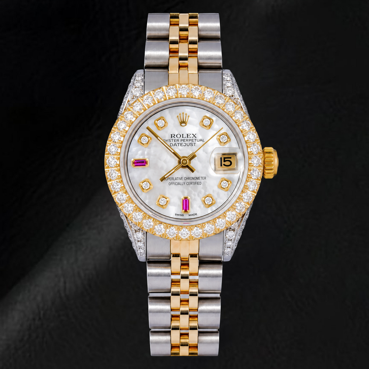 Montre Rolex Datejust 69173 26 mm Bicolore Cadran Diamants Nacre Blanche