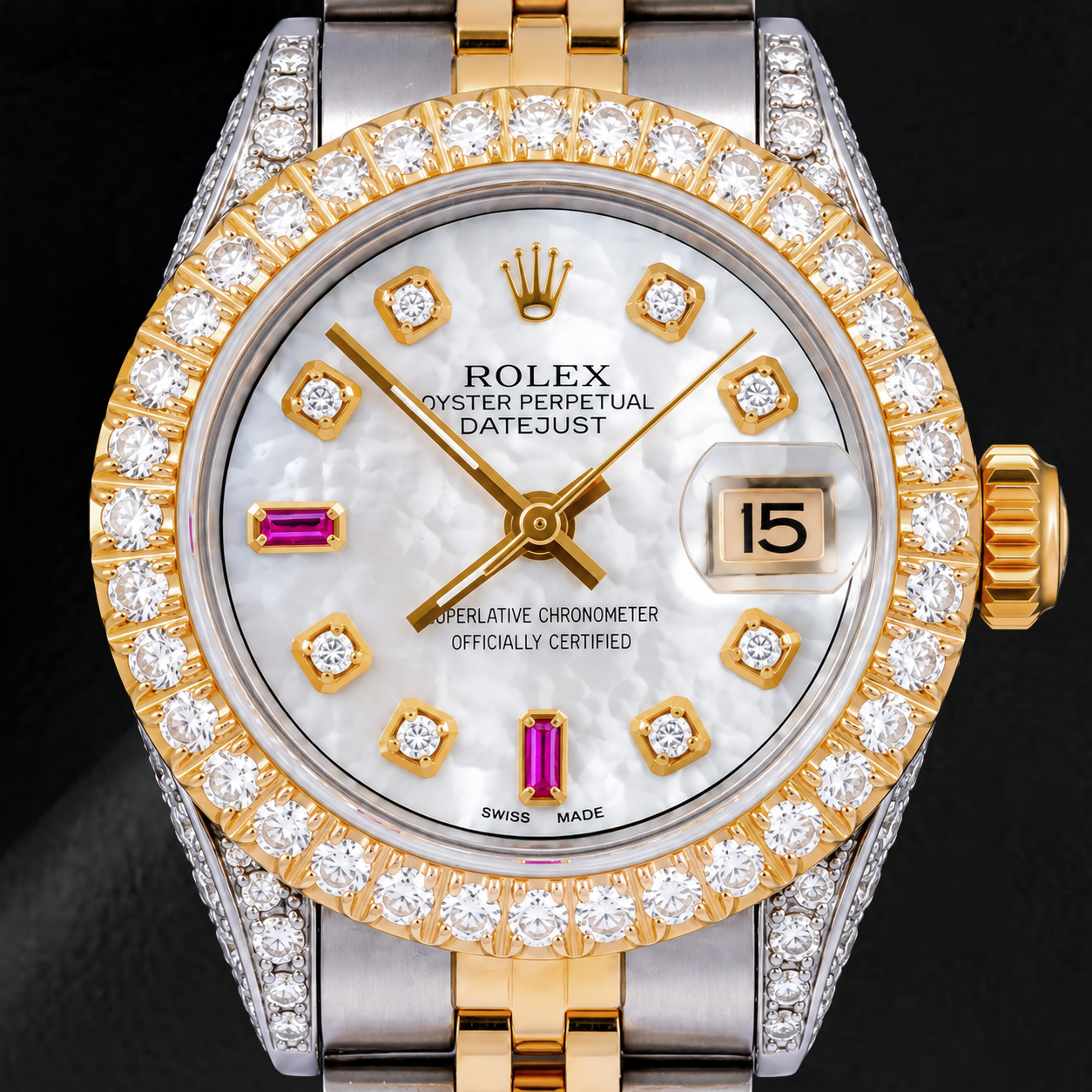 Montre Rolex Datejust 69173 26 mm Bicolore Cadran Diamants Nacre Blanche