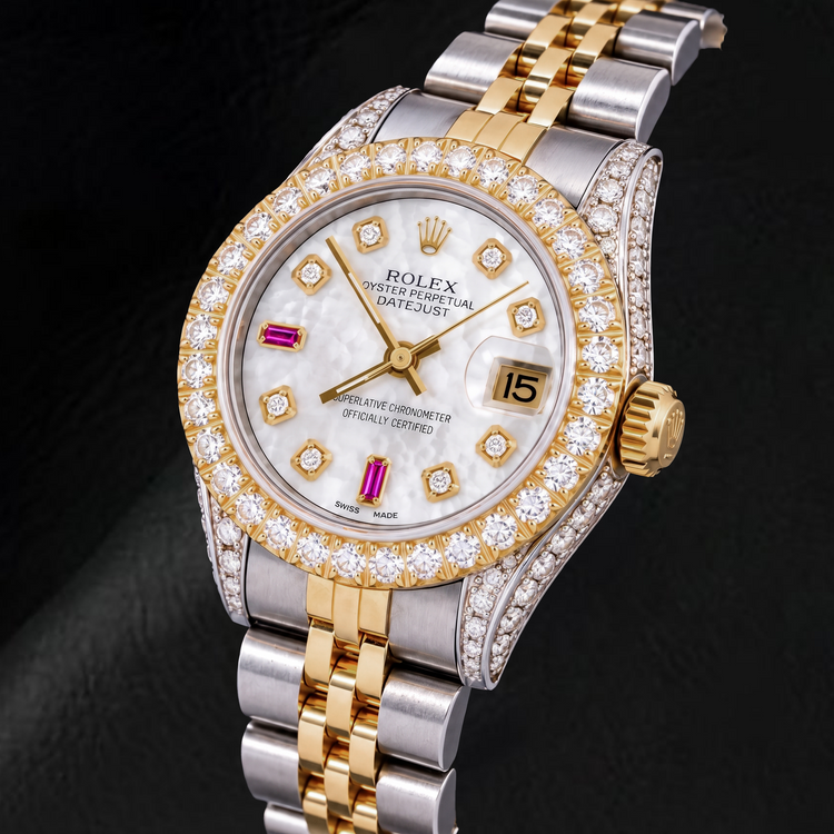 Montre Rolex Datejust 69173 26 mm Bicolore Cadran Diamants Nacre Blanche
