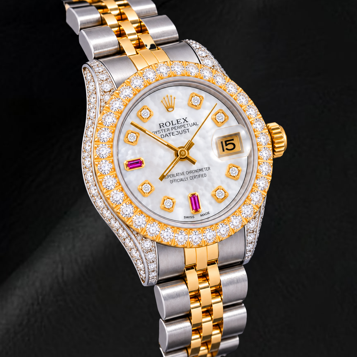 Montre Rolex Datejust 69173 26 mm Bicolore Cadran Diamants Nacre Blanche