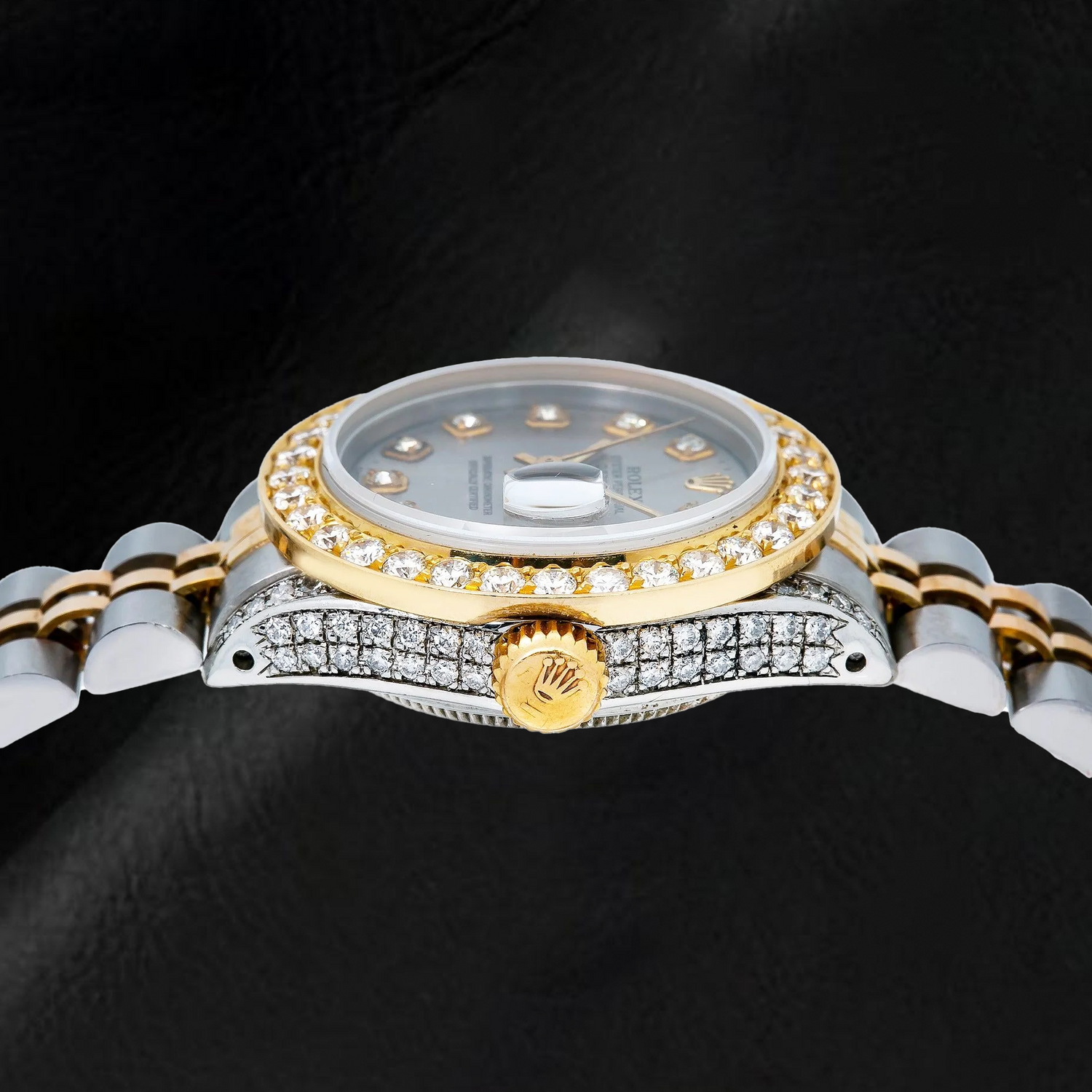 Montre Rolex Datejust 69173 26 mm Cadran Diamants Argenté Bracelet Jubilé Bicolore