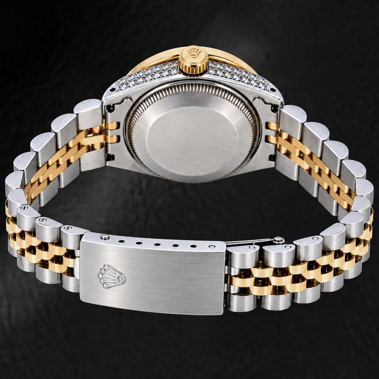 Montre Rolex Datejust 69173 26 mm Cadran Diamants Argenté Bracelet Jubilé Bicolore