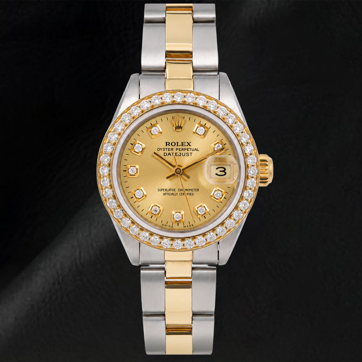 Montre Rolex Datejust 69173 26 mm Cadran Diamants Champagne Bicolore Bracelet Oyster