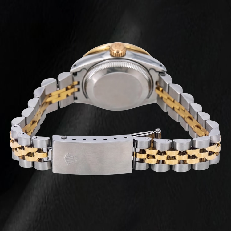 Montre Rolex Datejust 69173 26 mm Cadran Pavé de Diamants Chiffres Romains Bracelet Jubilé Bicolore