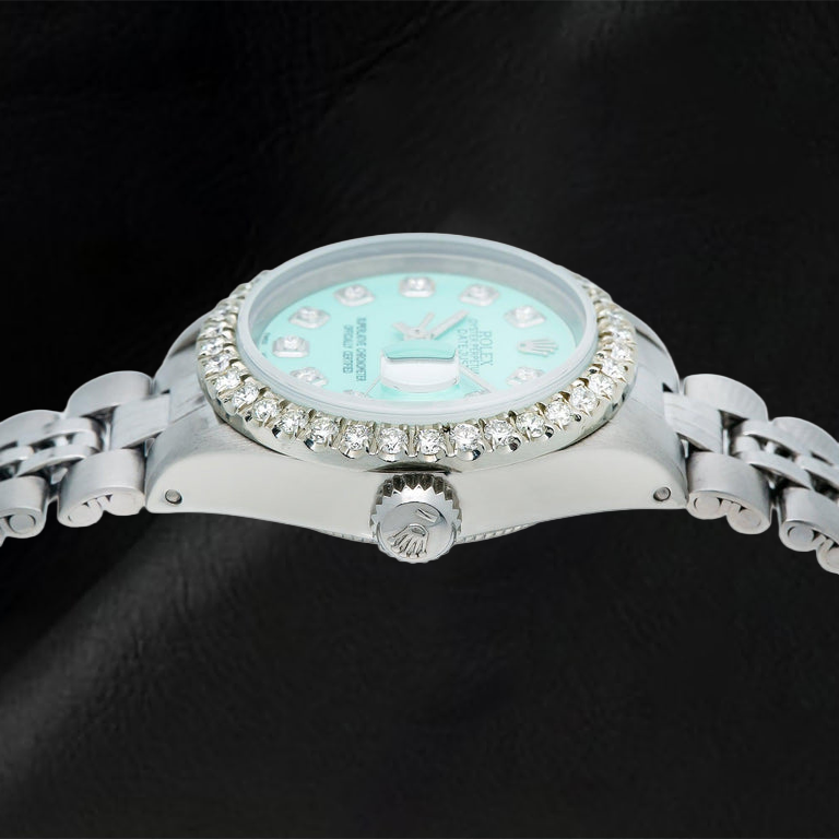 Montre Rolex Datejust 69174 26 mm Cadran Diamants Turquoise Bracelet Jubilé en Acier Inoxydable