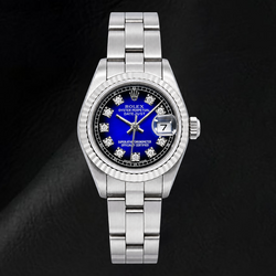 Montre Rolex Datejust 69174 26 mm en Acier Inoxydable Cadran Diamants Bleu d'Origine