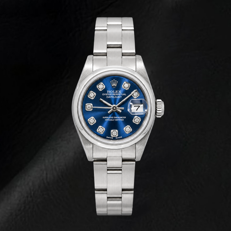 Montre Rolex Datejust 69240 26 mm Cadran Diamants Bleu Acier Inoxydable