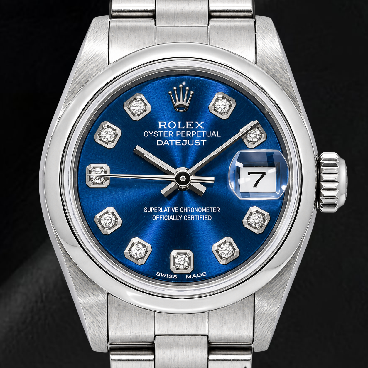 Montre Rolex Datejust 69240 26 mm Cadran Diamants Bleu Acier Inoxydable