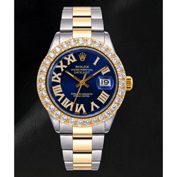 Montre Rolex Datejust II 116333 41 mm Bicolore Cadran Diamants Bleu Chiffres Romains