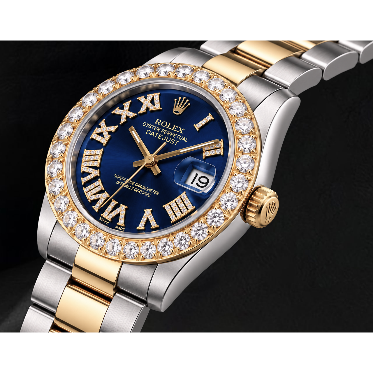Montre Rolex Datejust II 116333 41 mm Bicolore Cadran Diamants Bleu Chiffres Romains