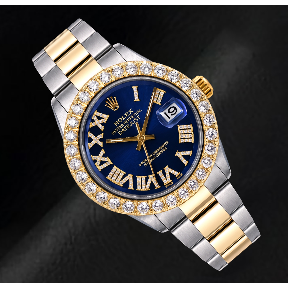 Montre Rolex Datejust II 116333 41 mm Bicolore Cadran Diamants Bleu Chiffres Romains