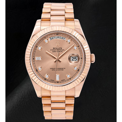 Montre Rolex Day-Date II 218235 41 mm Or Rose Cadran Diamants Saumon