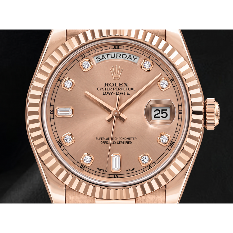 Montre Rolex Day-Date II 218235 41 mm Or Rose Cadran Diamants Saumon