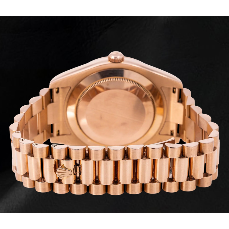 Montre Rolex Day-Date II 218235 41 mm Or Rose Cadran Diamants Saumon