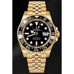 Montre Rolex GMT-Master II 126718GRNR 40 mm en Or Jaune Cadran Noir Luminescent