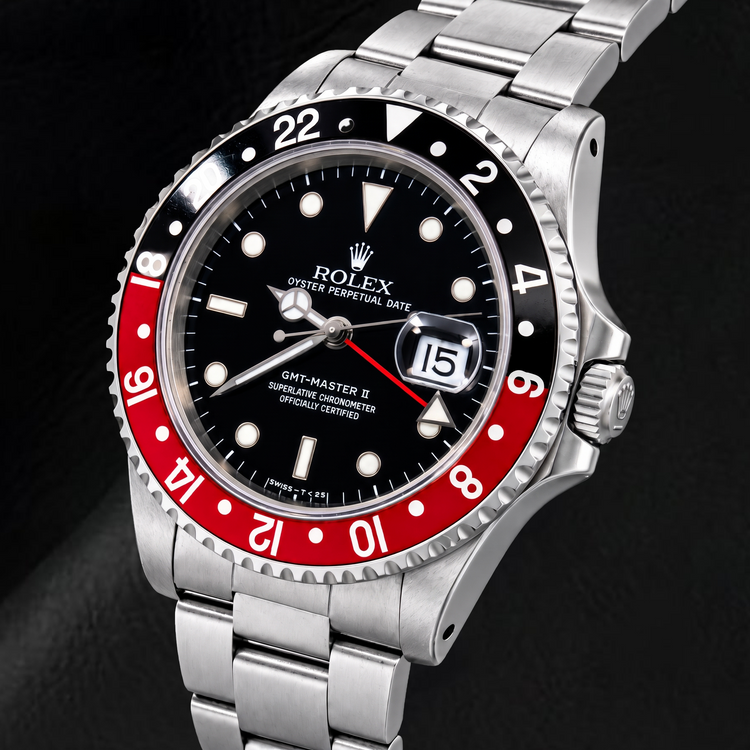 Montre Rolex GMT-Master II 16710 40 mm Coke Cadran Noir Luminescent en Acier Inoxydable